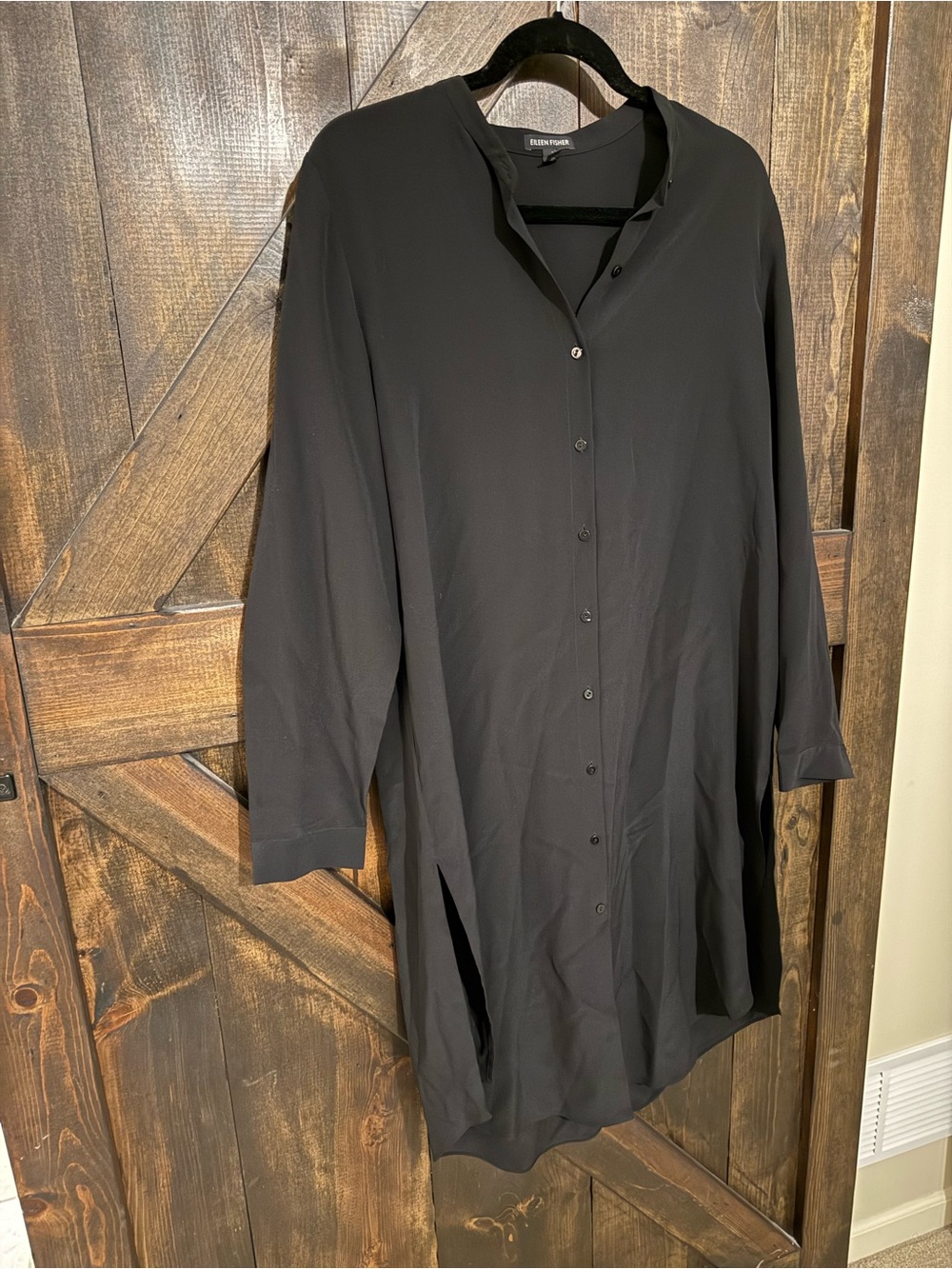 Eileen Fisher Black Longline Button Tunic